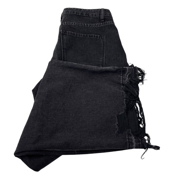 Vervet Wide-Leg Frayed Hem Jeans Black 100% Cotton Denim Women's 28 - Picture 5 of 12